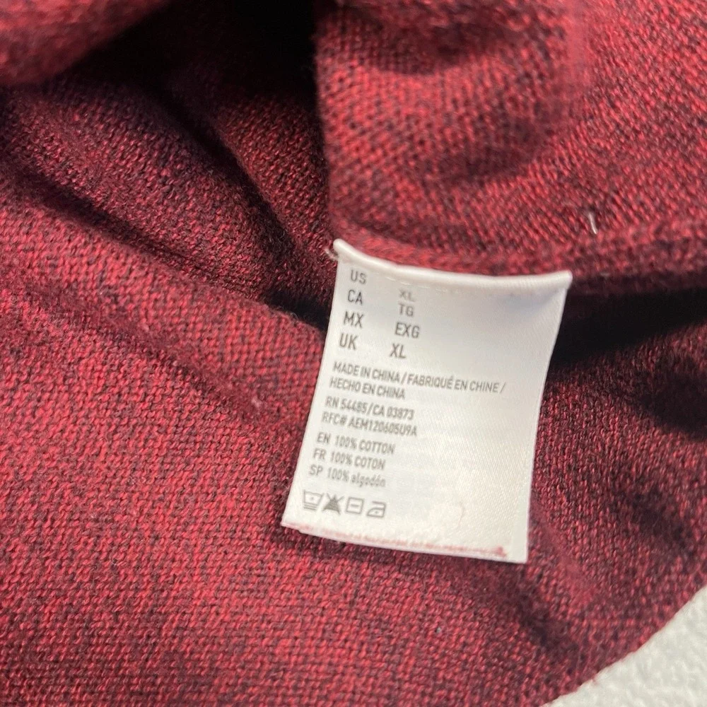 Vintage Y2K American Eagle V-Neck Sweater Mens XL Burgundy‎ Heather 100% Cotton